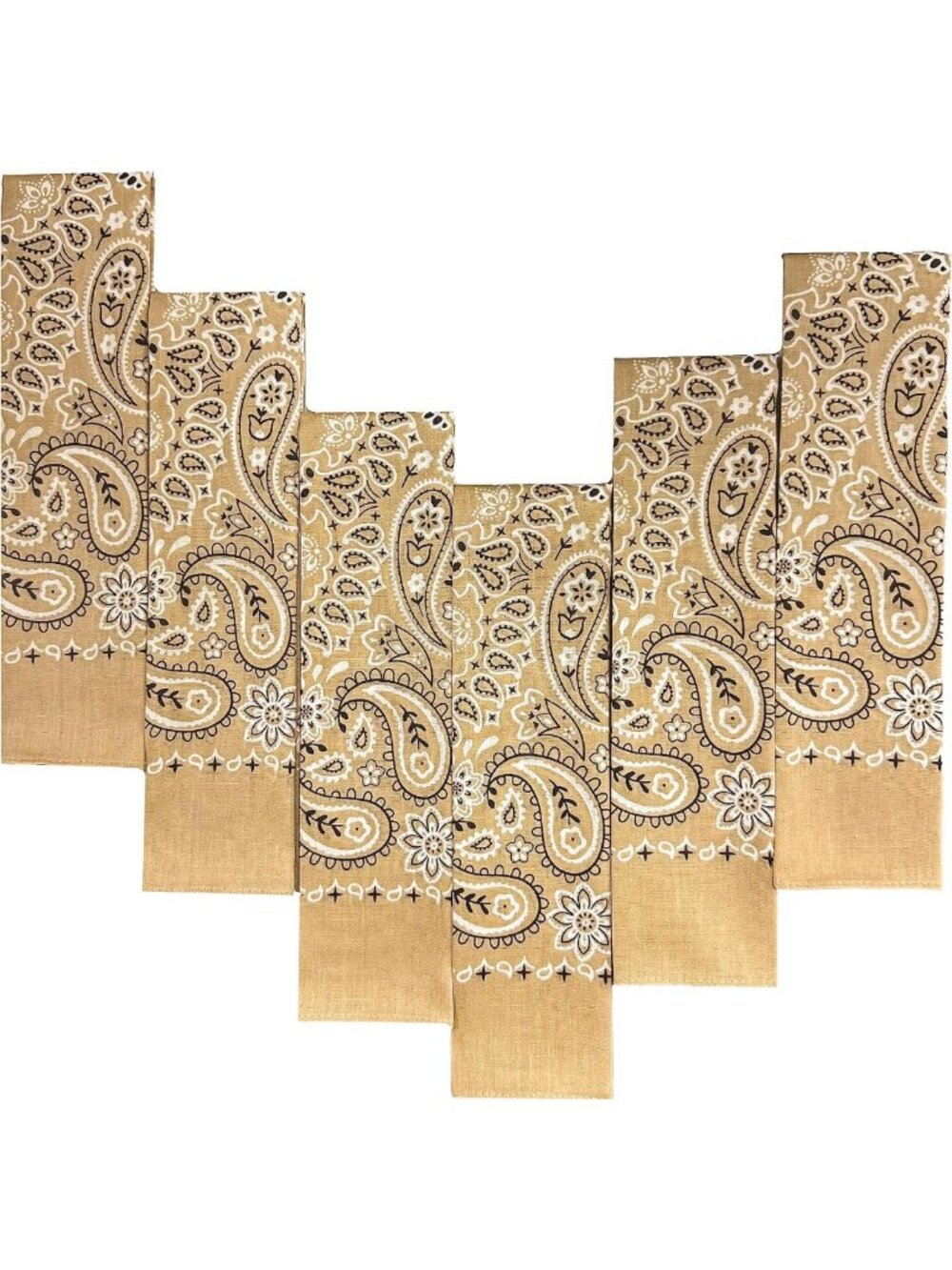 6-Pack Cotton Bandanas Set - 22x22 Inch Paisley Head Wraps for Men & Women
